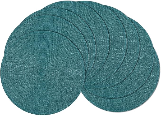 SHACOS Round Placemats Set of 8 Woven Braided Table Placemats 15 inch Circle by SHACOS
