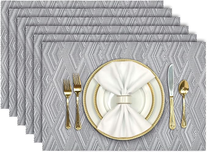Aofmee Placemats Set of 6, Heat Resistant Place Mats, Washable Durable PVC by Aofmee