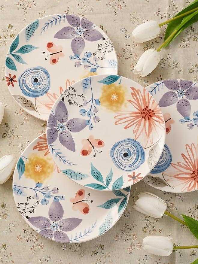 Bico Blossom Symphony Salad Plates Set of 4, 8.75 Inch Ceramic Dessert Plates - Image 4