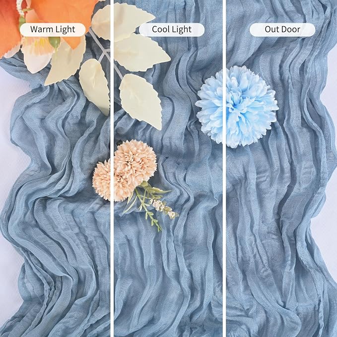 15 Pack Dusty Blue Table Runner 17 x 108inch Cheesecloth Table Runner Boho - Image 6