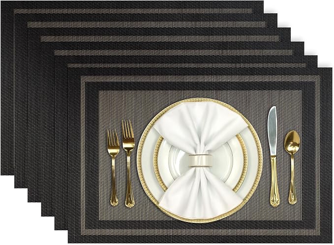 Aofmee Placemats Set of 6, Washable PVC Place Mats, Heat Resistant Non-Slip by Aofmee