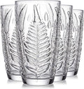 Clear Drinking Glasses Set of 4, 16 oz Glass Cups, Vintage Fern Glassware | by QELVIO