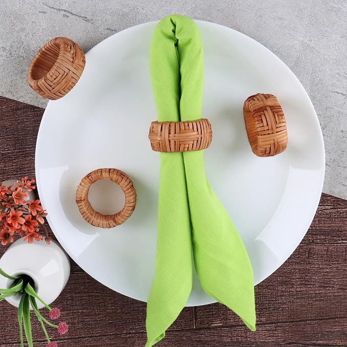 Farmhouse Napkin Rings Set of 12, Hand-Woven Napkin Ring - Image 8