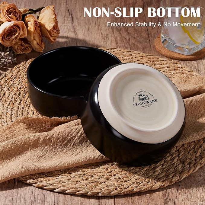 E-far Cereal Bowls Set of 4, 27oz Ceramic Deep Soup Bowls - Image 3