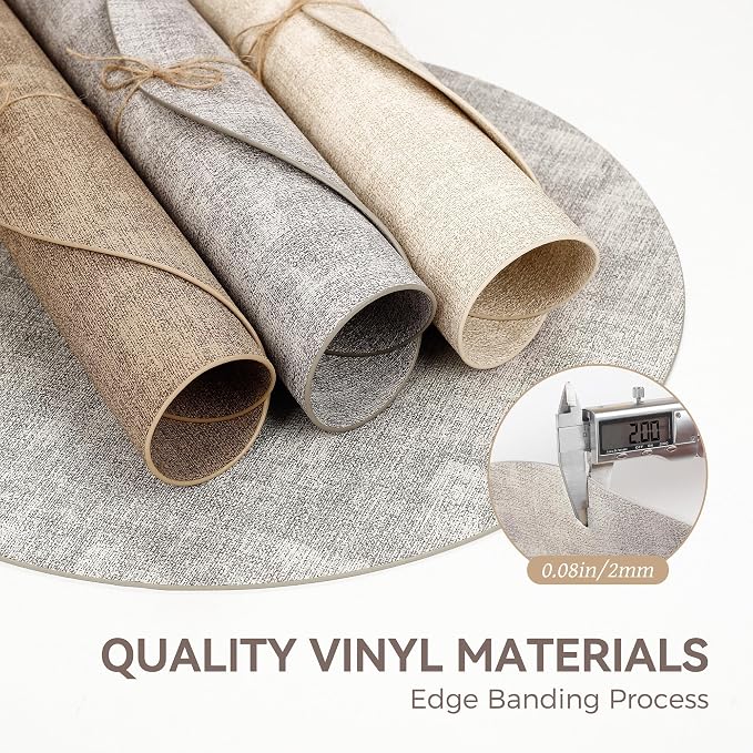 13" Round Placemats Set of 12, Reversible Faux Leather Heat Resistant Table Mats - Image 5