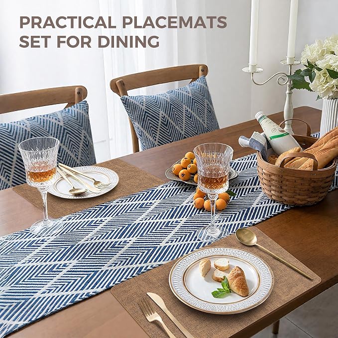 NCUE Vinyl Placemats Set of 8, Heat Resistant, Nonslip Faux Leather Waterproof - Image 5
