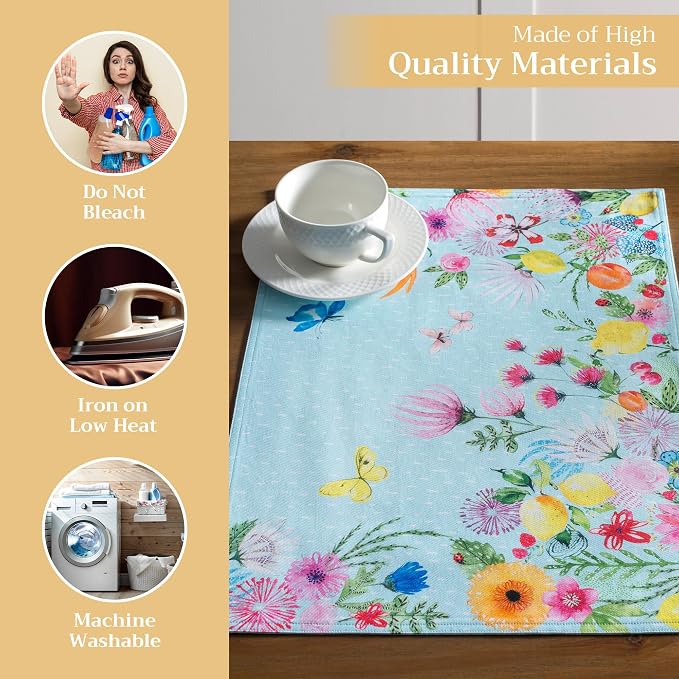 Maison d' Hermine Placemats Set of 4 Reusable 100% Cotton | Cloth Place Mats - Image 3