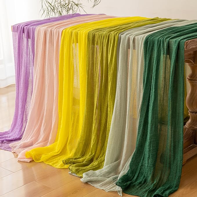 10Pcs Fall Orange Cheesecloth Table Runner 120 Inch Party Home Decor | - Image 6