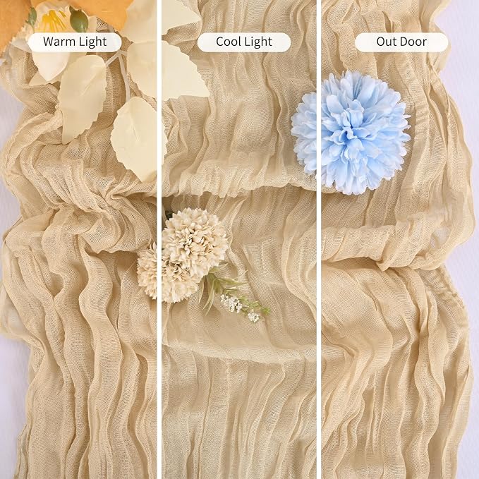 15 Pack Beige Table Runner 17 x 108inch Cheesecloth Table Runner Boho Gauze - Image 6