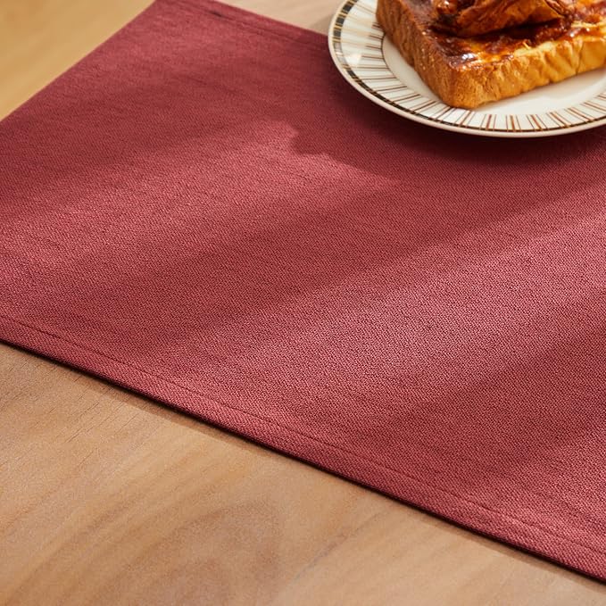 Rustic Cotton Linen Table Runner, 13x48 Inches Burgundy | Farmhouse Style Linen - Image 6