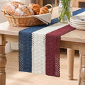 Artoid Mode Blue Beige Red Farmhouse Rustic Table Runner 12x36 Inch | Holiday by ArtoidMode