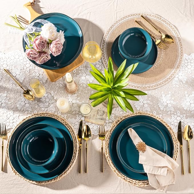 AmorArc Dinnerware Sets for 4, 12 Pieces Ceramic Plates and Bowls Set | Scratch - Image 6