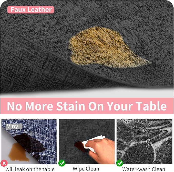 Maxpearl Faux Leather Placemats Set of 8, Dark Grey | Waterproof - Image 5