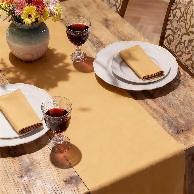 MEANMOY Gold Table Runner 90 Inches Long Waterproof Washable Table Runners | - Image 6