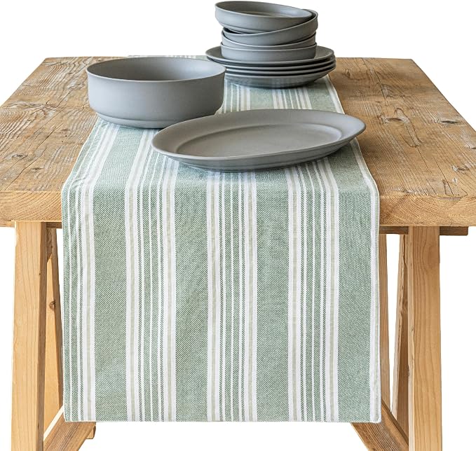 Over&Back 18x108 Woven Striped Table Runner by overback