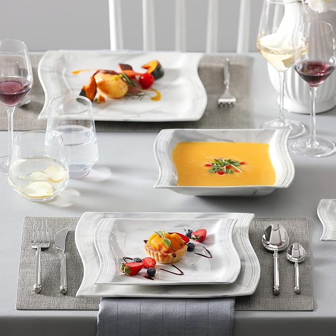 MALACASA Plates and Bowls Sets, 30 Piece Porcelain Dinnerware Sets - Image 6