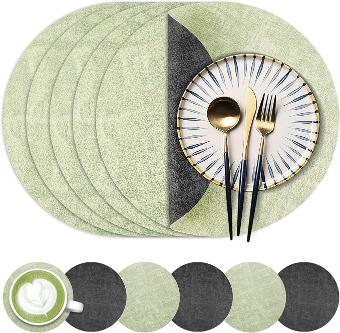 Fyvva Placemats Set of 6, Stain & Scratch Resistant, by Fyvva