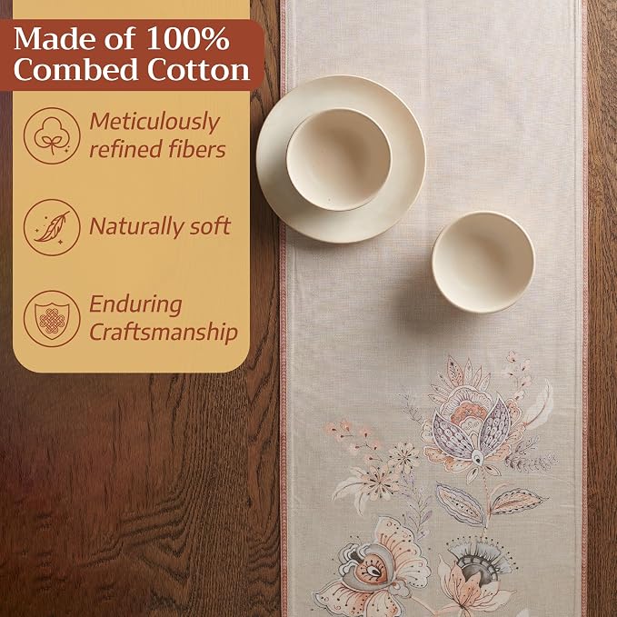 Maison d' Hermine Table Runner 100% Combed Cotton 14.5"x72" | Table Runners 72 - Image 4