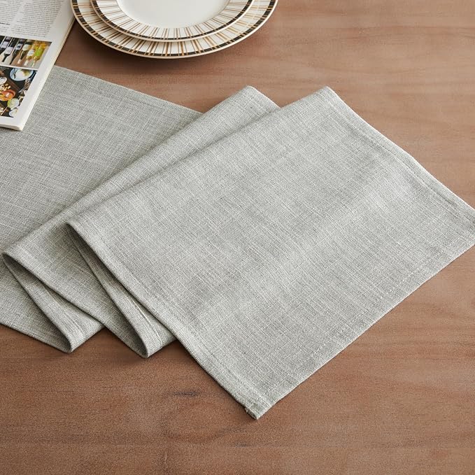 Rustic Cotton Linen Table Runner, 13x60 Inches Light Grey | Farmhouse Style - Image 2