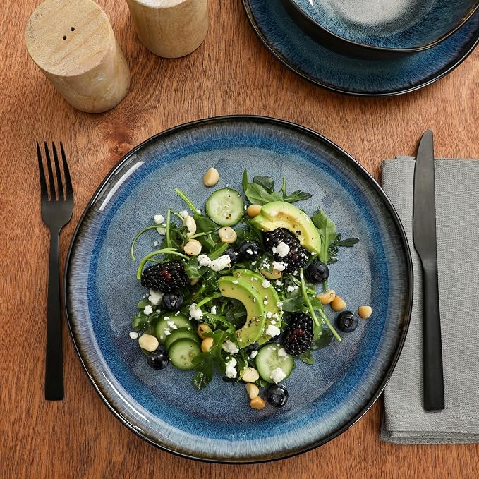 Gibson Elite Nardini 12 Piece Plates and Bowls Reactive Glaze Dishes Stoneware - Image 4