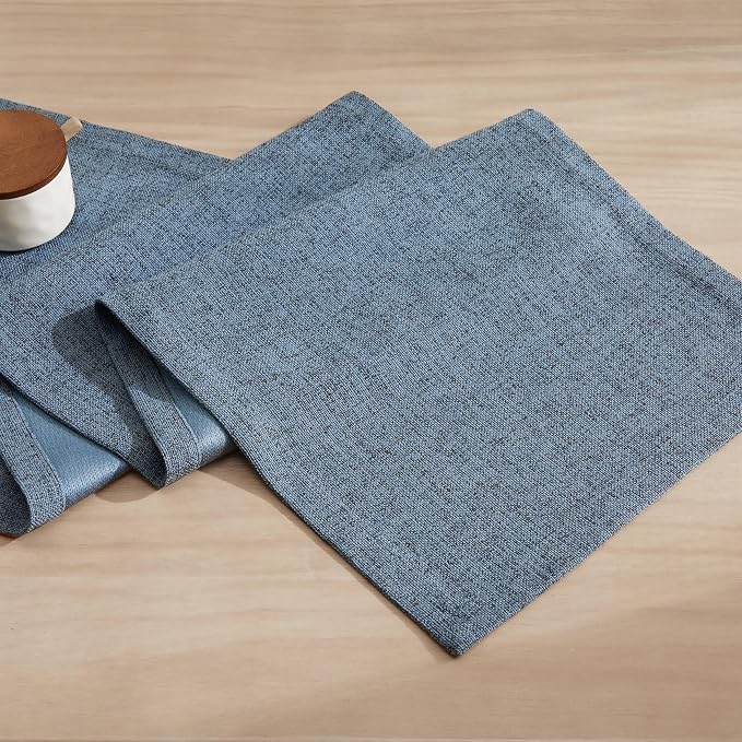 Burlap Style Farmhouse Table Runner, 14x36 Inches Blue | Thick Durable Fabric - Image 7