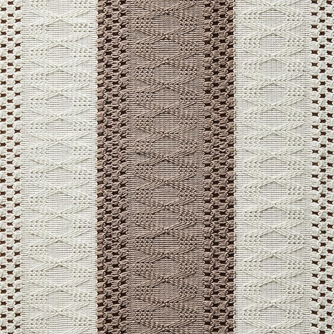 Macrame Style Bicolor Stitching Table Runner 14x48in Cocoa Brown | Woven Boho - Image 6