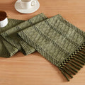 Macrame Style Boho Table Runner, 12x48 Inch Moss | Woven Boho Table Runner by ZEEMARTONLINE