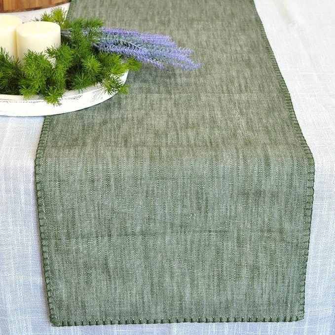 Cotton Table Runner 72 inches Long Decorative Stitched Edge Kitchen Table - Image 2