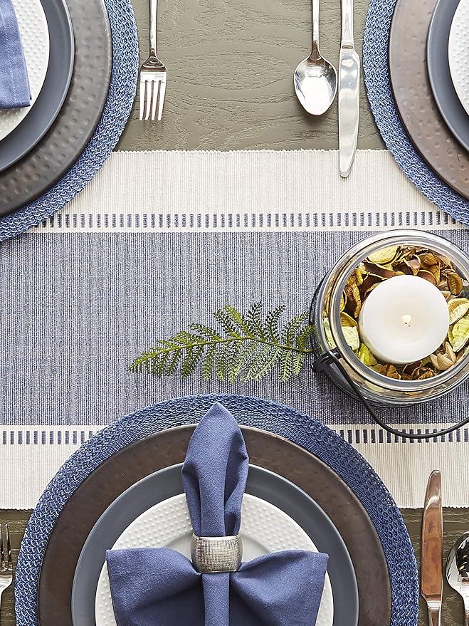 DII Dobby Stripe Woven Table Runner, 13x108 French Blue - Image 8