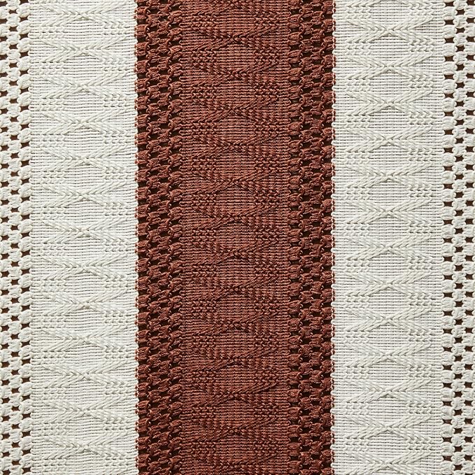 Macrame Style Bicolor Stitching Table Runner 14x36in Terracota | Woven Boho - Image 6