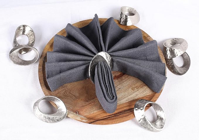 Silver Metal Napkin Rings, Mobius Loop Design, electroplated finish, holiday - Image 2