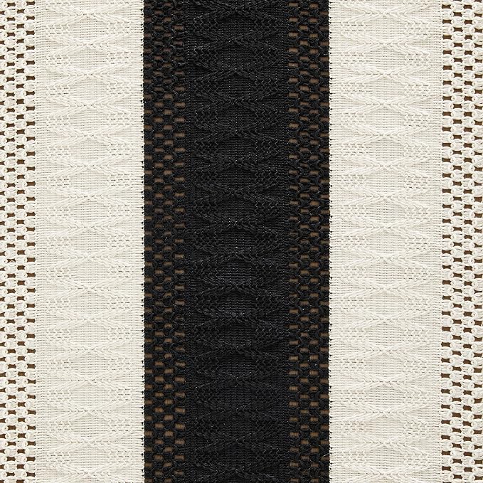 Macrame Style Bicolor Stitching Table Runner 14x90in Black | Woven Boho Table - Image 6
