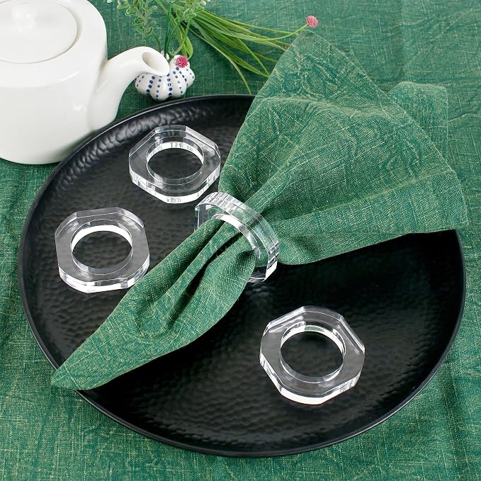 Clear Acrylic Napkin Rings, Bulk Set of 12, Table Settings | 2.25x2.25x0.5 in - Image 2