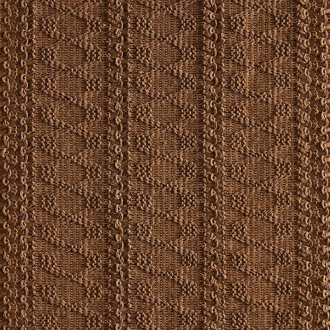 Macrame Style Boho Table Runner, 12x90 Inch Caramel | Woven Boho Table Runner - Image 6