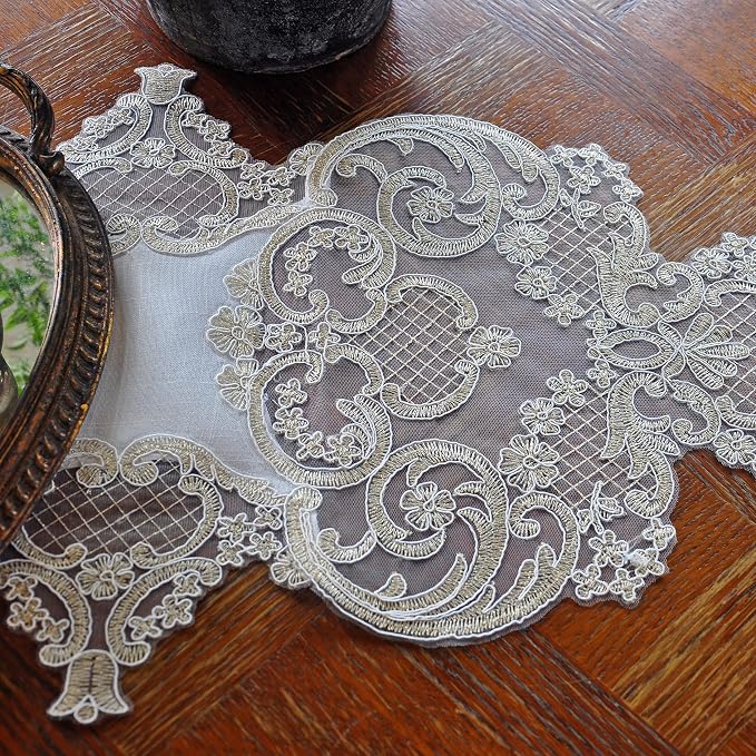 Elegant Vintage Lace Table Runner 72 inches Long - Image 5