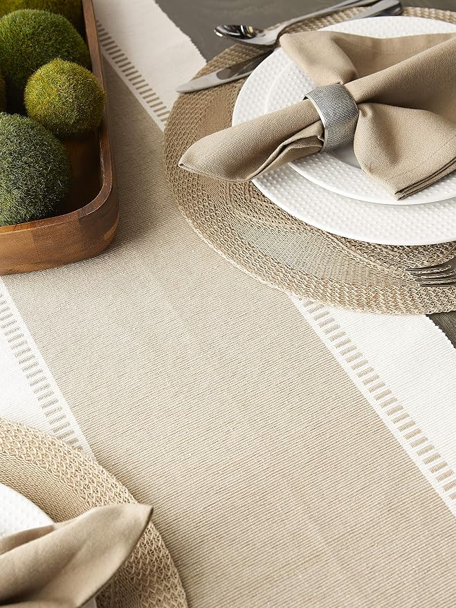 DII Dobby Stripe Table Runner, 13x72 Black & Cream Background | Woven - Image 8