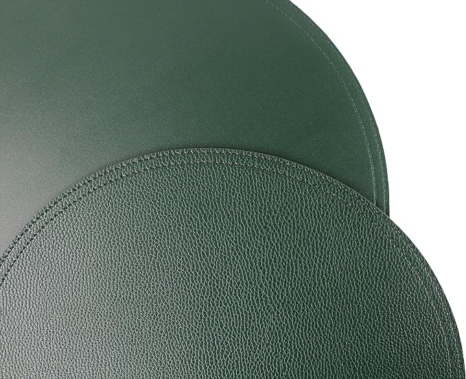 Jovono Faux Leather Round Placemats and Coasters, Wipeable Table Mats, Double - Image 7