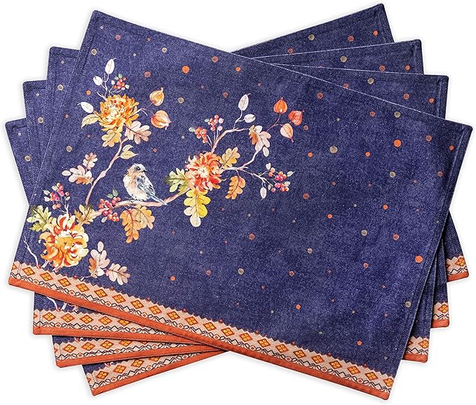Maison d' Hermine Placemats Set of 4 Reusable 100% Cotton | Cloth Place Mats by MaisondHermine