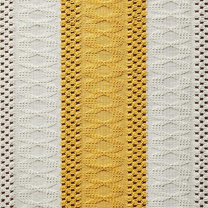 Macrame Style Bicolor Stitching Table Runner 14x36in Mustard | Woven Boho Table - Image 6