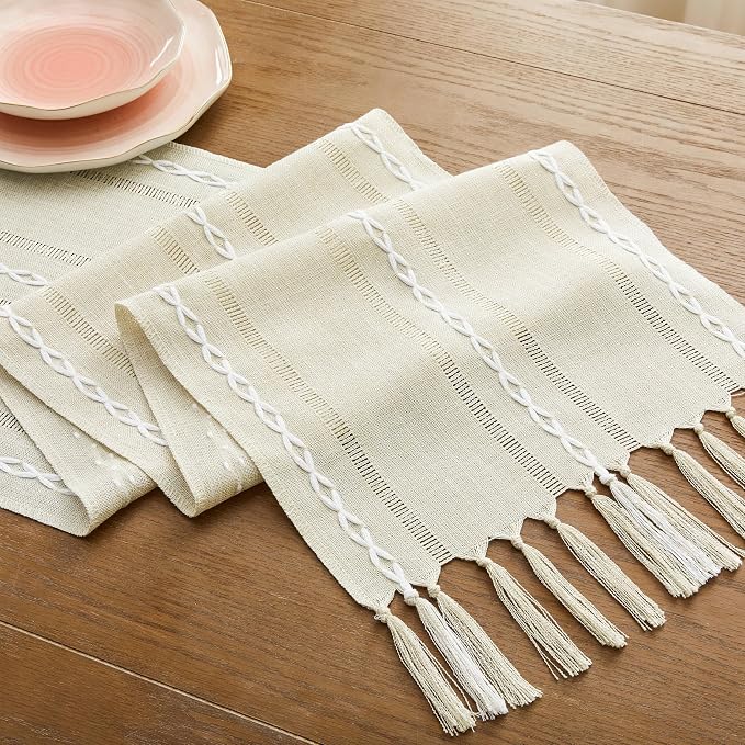 Hemstitched Farmhouse Table Runner, Cotton Linen Table Runners 48 Inches Long - Image 7