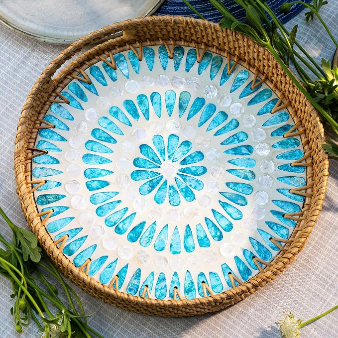 JUNGLE CULTURE Round Rattan Tray - Image 8