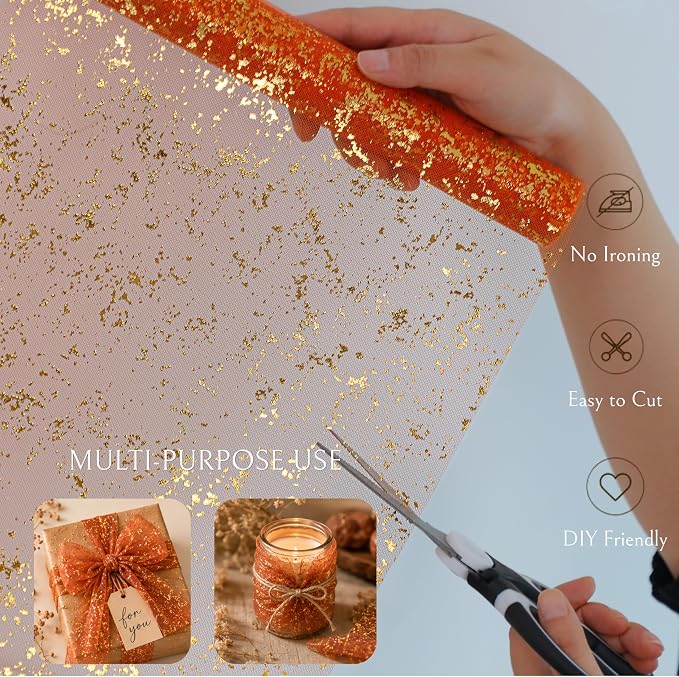 Snowkingdom 2Pcs Burnt Orange Gold Table Runner Fall Thanksgiving Decor | 11 x - Image 6