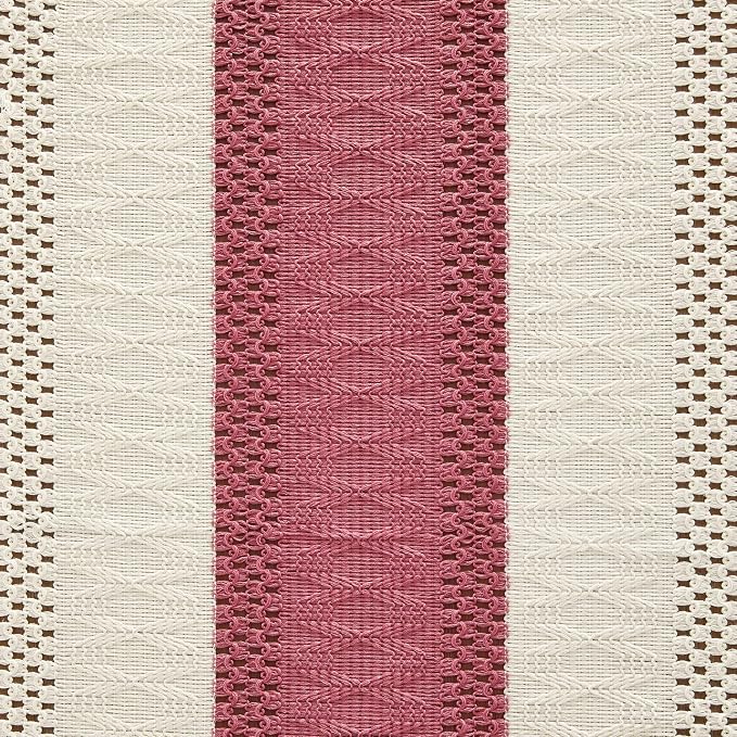 Macrame Style Bicolor Stitching Table Runner 14x60in Dusty Rose | Woven Boho - Image 6