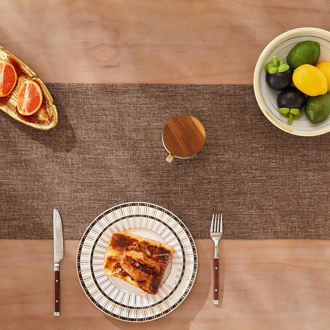 Rustic Cotton Linen Table Runner, 13x90 Inches Brown | Farmhouse Style Linen - Image 5