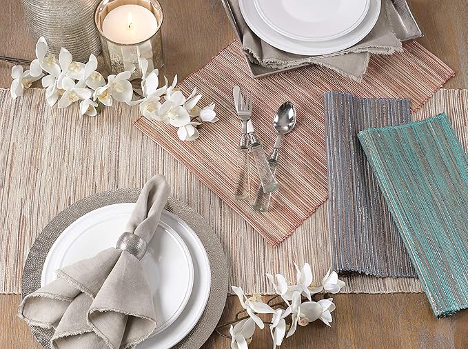 Saro Lifestyle Melaya Collection Shimmering Woven Nubby Table Runner - Image 6