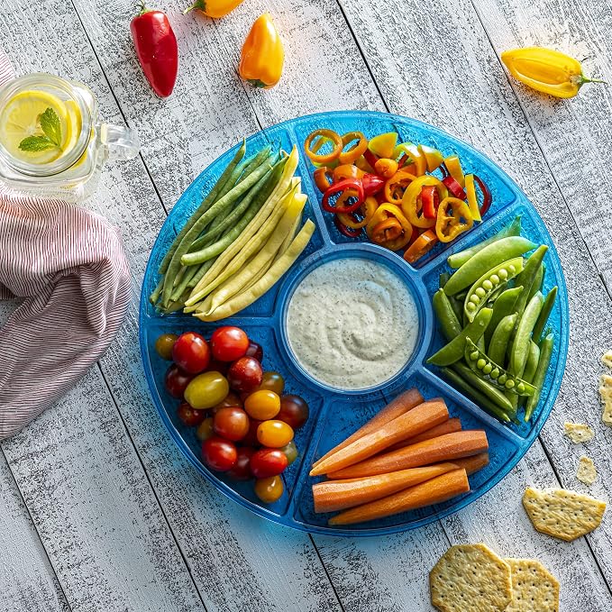 Plasticpro 6 Sectional Round Plastic Serving Tray/Platter - Image 3