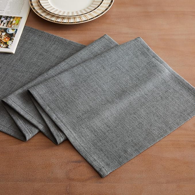 Rustic Cotton Linen Table Runner, 13x72 Inches Dark Grey | Farmhouse Style - Image 2