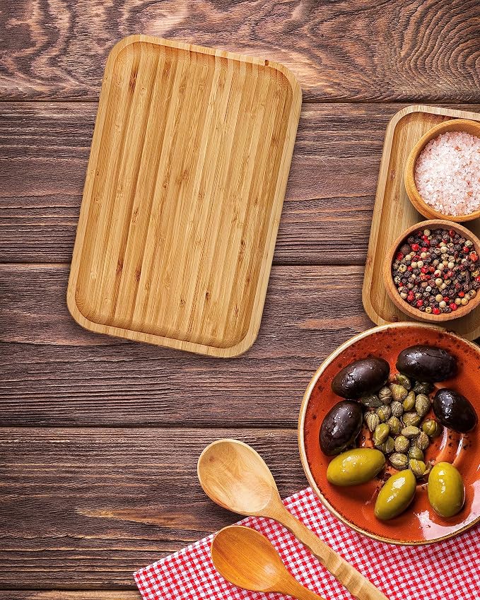 Bam&Boo Bamboo Serving Tray Natural Minimalist Rectangular Coffee, Decor - Image 3