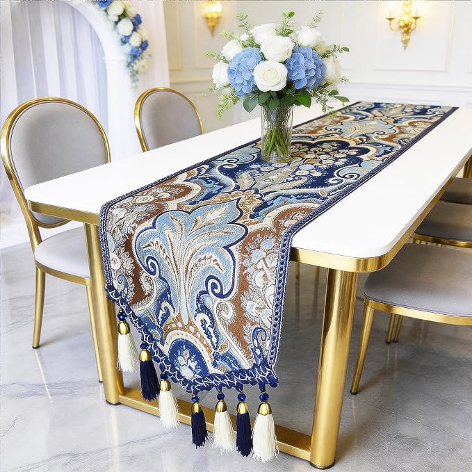 Elegant Table Runner 120" Long Navy Blue - Image 7
