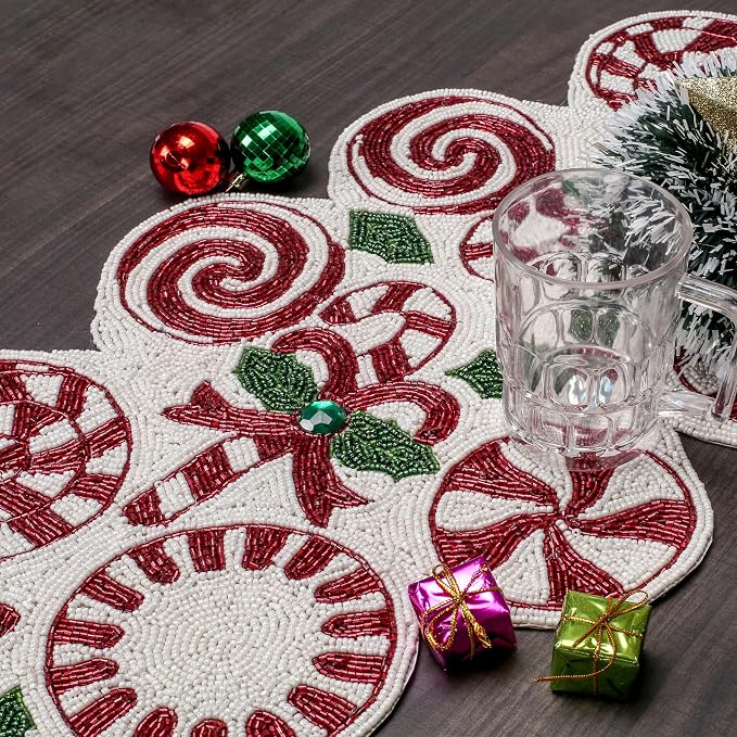 Luxury Beaded Runner 36 inch- Premium 13x36 Inch Candy Beaded & Polyester by ALPHALivingHOME